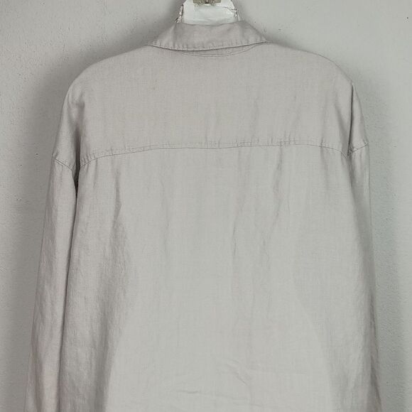 James Perse Women Sandy Beige Long Sleeve Button Down Linen Shirt Dress sz L - Picture 8 of 11